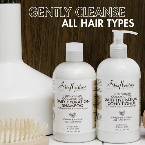 Sheamoisture Daily Hydration Shampoo 100% Virgin Coconut Oil For All Hair Types Sulfate-Free 13 Oz