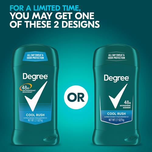 Degree Men Original Antiperspirant Deodorant Cool Rush 48-Hour Sweat & Odor Protection Antiperspirant For Men 2.7 Oz