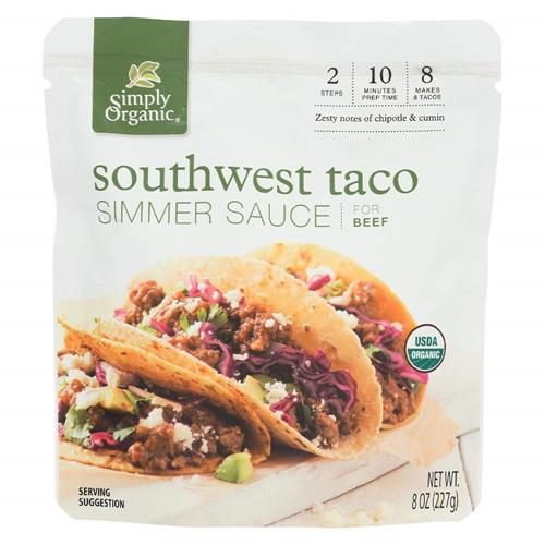 Simply Organic Southwest Taco Simmer Sauce, Certified Organic | 8 Oz