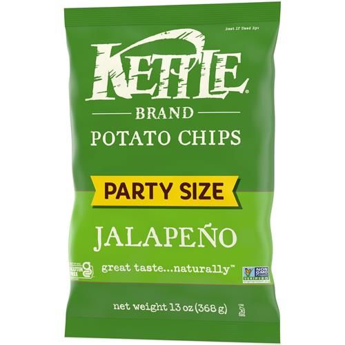 Kettle Brand Potato Chips, Jalapeno Kettle Chips, Party Size, 13 Oz