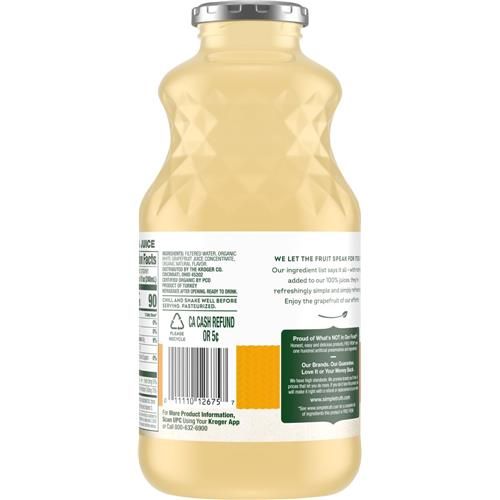 Simple Truth Organic No Sugar Added White Grapefruit 100% Juice 32 fl oz
