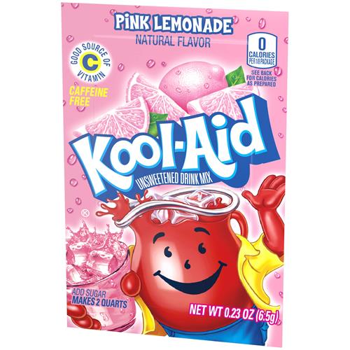 Kool-Aid Unsweetened Caffiene Free Pink Lemonade Zero Calories Powdered Drink Mix 1 Count Pitcher Packet