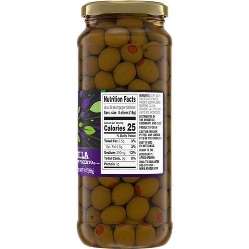 Kroger Pimiento Stuffed Manzanilla Olives 14 oz