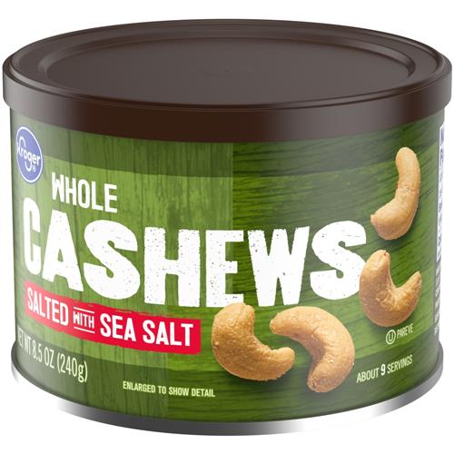 Kroger Whole Sea Salted Cashews 8.5 oz