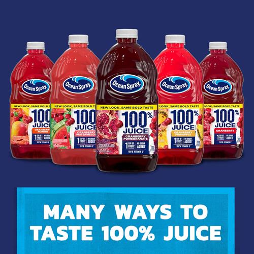 Ocean Spray 100% Juice Cranberry Raspberry Juice Blend, 64 Fl Oz Bottle (Pack Of 1)