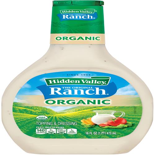 Hidden Valley Original Ranch Organic Salad Dressing & Topping, Gluten Free - 16 Ounce Bottle (Package May Vary)