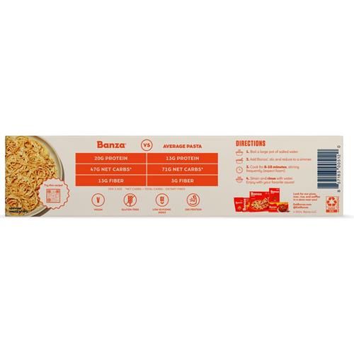 Banza Spaghetti Pasta From Chickpeas - Gluten Free, High Protein, And Lower Carb Protein Spaghetti Chickpea Pasta - 8Oz