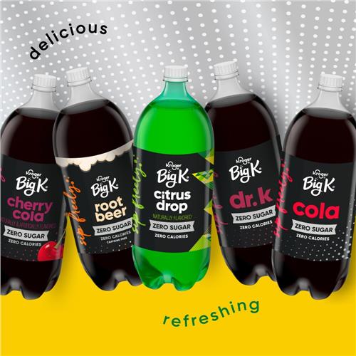 Big K Lemon Lime Zero Sugar Caffeine Free Soda Bottle 2 liter