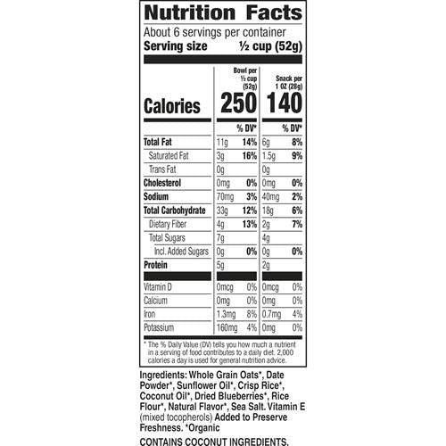 Cascadian Farm Organic Granola With No Added Sugar, Blueberry Vanilla Cereal, Resealable Pouch, 11 Oz.
