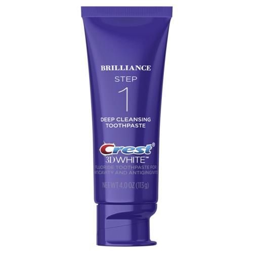 Crest 3D White Brilliance 2 Step Kit, Crest 3D White Toothpaste, Deep Clean Toothpaste (4Oz) + Teeth Whitening Gel (2.3Oz)