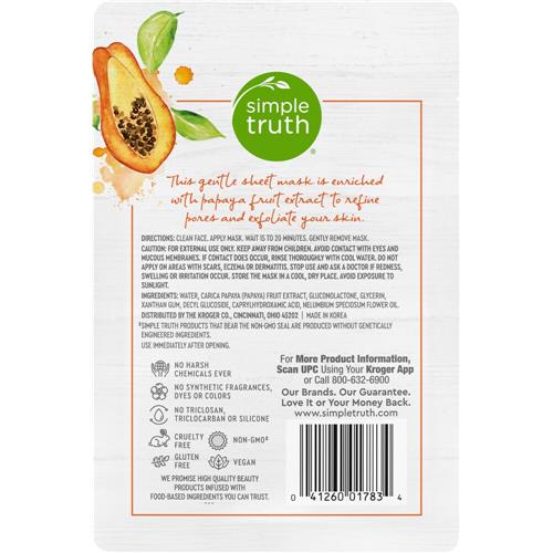 Simple Truth Exfoliating Papaya Facial Sheet Mask 0.6 fl oz