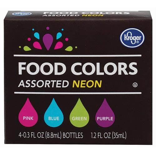 Kroger Assorted Neon Food Coloring 4 ct / 0.3 fl oz