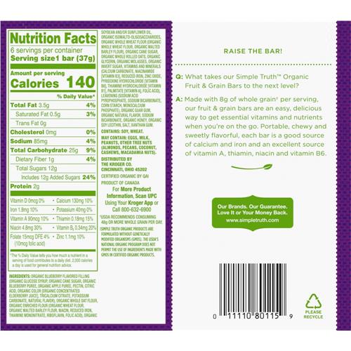 Simple Truth Organic Blueberry Breakfast Bars 6 ct / 7.8 oz
