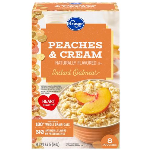 Kroger Peaches & Cream Instant Oatmeal 8 ct