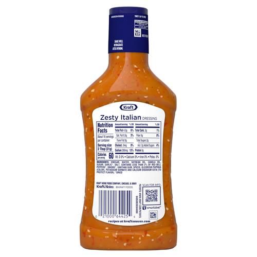 Kraft Zesty Italian Salad Dressing, 16 Fl Oz Bottle