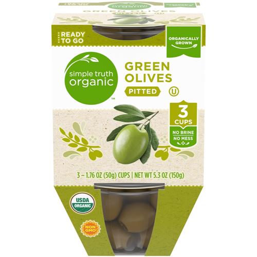 Simple Truth Organic Pitted Green Olive Cups 3 ct / 1.76 oz