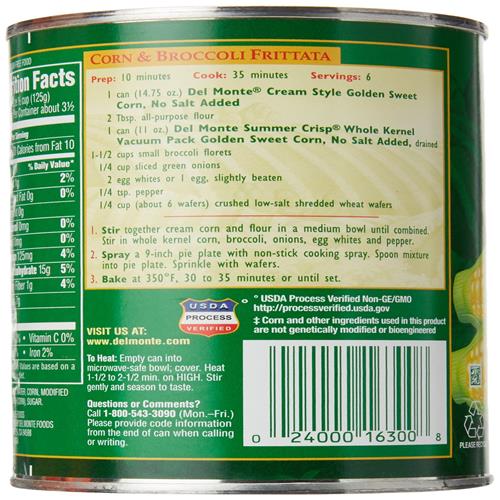 Del Monte Cream Style Sweet Corn No Salt Added, 14.75 Oz