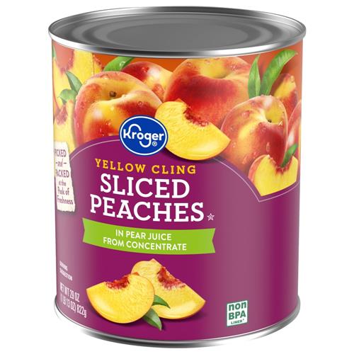 Kroger Canned Yellow Cling Sliced Peaches in Pear Juice 29 oz