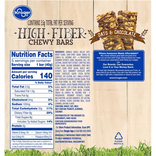 Kroger Oats & Chocolate Chewy Fiber Granola Bars 5 ct