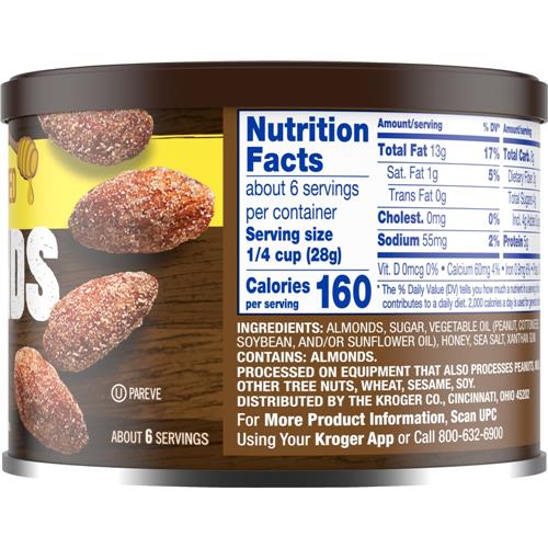 Kroger Honey Roasted Sea Salted Almonds 6 oz