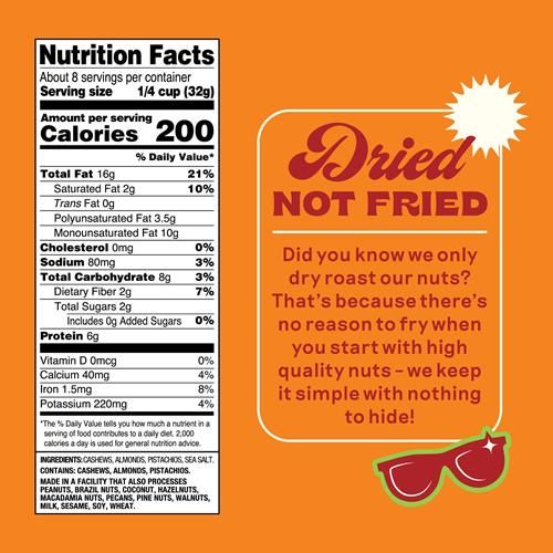 Back To Nature Premium Nut Mix - Cashew, Almond & Pistachio Blend, Dry Roasted With Sea Salt, Non-Gmo High Protein Snacks, 9 Ounce