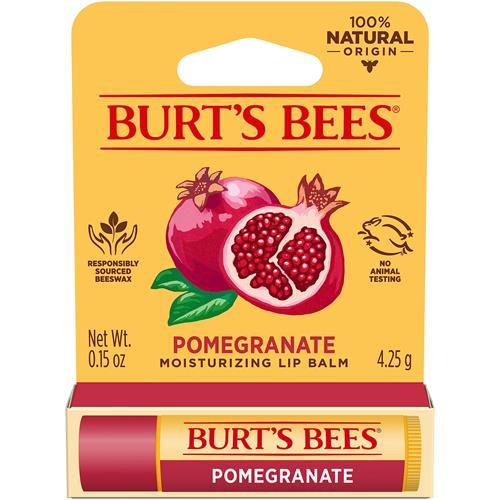 Burts Bees 100% Natural Moisturizing Lip Balm, Pomegranate With Beeswax And Fruit Extracts, 1 Tube