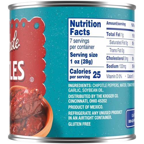 Kroger Gluten Free Whole Chipotle Peppers in Adobo Sauce 7 oz