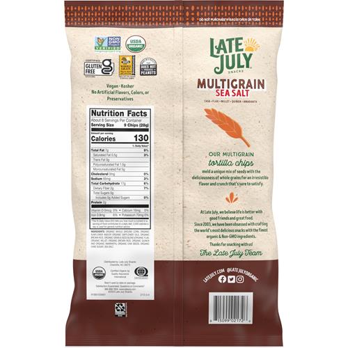 Late July Organic Sea Salt Multigrain Tortilla Chips, 7.5 Ounce