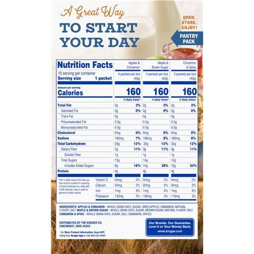 Kroger Traditional Flavors Variety Pack Instant Oatmeal 10 ct