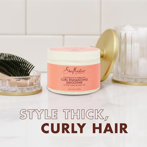 Sheamoisture Smoothie Curl Enhancing Cream Coconut And Hibiscus For Thick, Curly Hair Sulfate Free And Paraben Free 12 Oz
