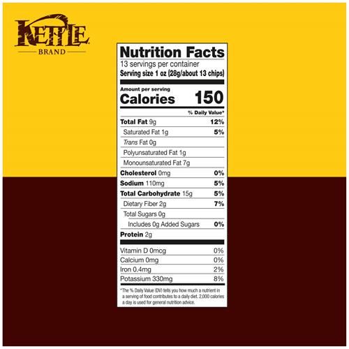 Kettle Brand Potato Chips, Sea Salt Kettle Chips, 13 Oz