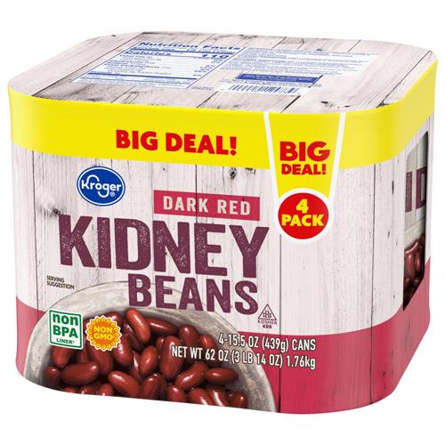 Kroger Dark Red Kidney Beans 4 ct / 15.5 oz