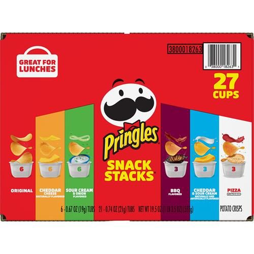 Pringles Potato Crisps Chips, Snack Stacks, Lunch Snacks, Office And Kids Snacks, Variety Pack (27 Cups)
