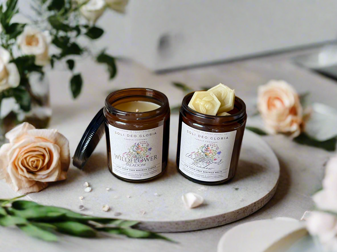 Wildflower Meadow | Floral Beeswax Candle with Organic Essential Oils