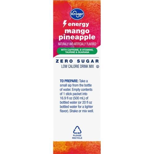 Kroger Energy Zero Sugar Mango Pineapple Drink Mix Packets 10 pk