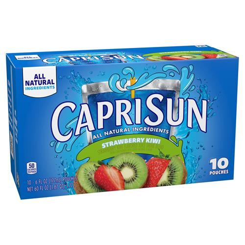 Capri Sun Strawberry Kiwi Flavored With Other Natural Flavor Juice Drink Blend, 10 Ct Box, 6 Fl Oz Pouches