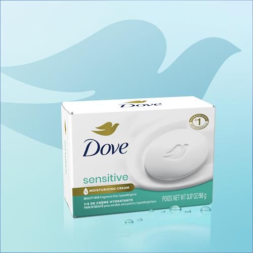 Dove Beauty Bar Soap Sensitive 2 Count For Sensitive Skin, Fragrance Free And Hypoallergenic 3.75 Oz