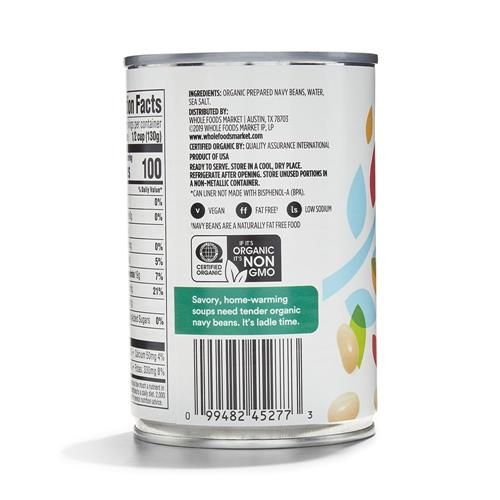 Whole Foods Market, Organic Navy Beans, 15 Oz