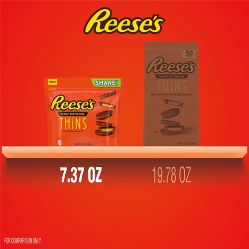 Reeses Thins Milk Chocolate Peanut Butter Cups, Candy Share Pack, 7.37 Oz