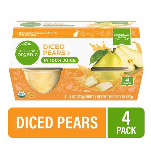 Simple Truth Organic Diced Pear Cups in 100% Juice 4 ct / 4 oz