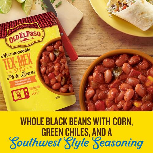 Old El Paso Pinto Beans, Tex-Mex Style, Microwavable Pouch, 8.8 Oz