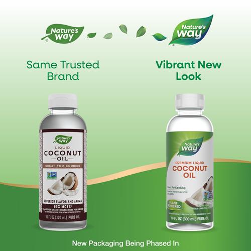 Natures Way Liquid Coconut Oil, Superior Flavor And Aroma, Hexane Free, Stays Liquid, Non-Gmo Project Verified, 10 Fl Oz (Packaging May Vary)