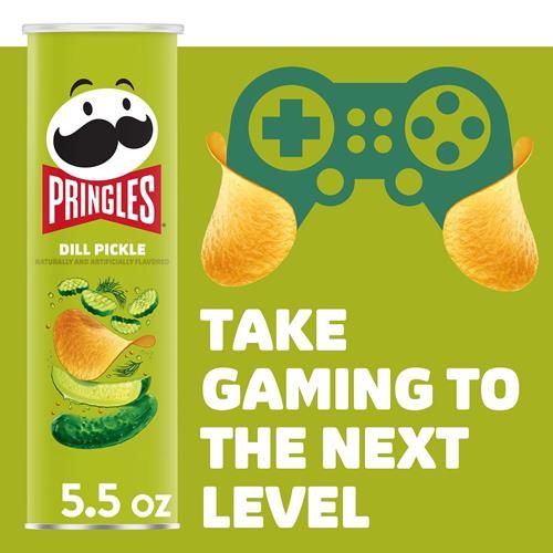 Pringles Potato Crisps Chips, Lunch Snacks, On-The-Go Snacks, Dill Pickle, 5.5Oz Can (1 Can)