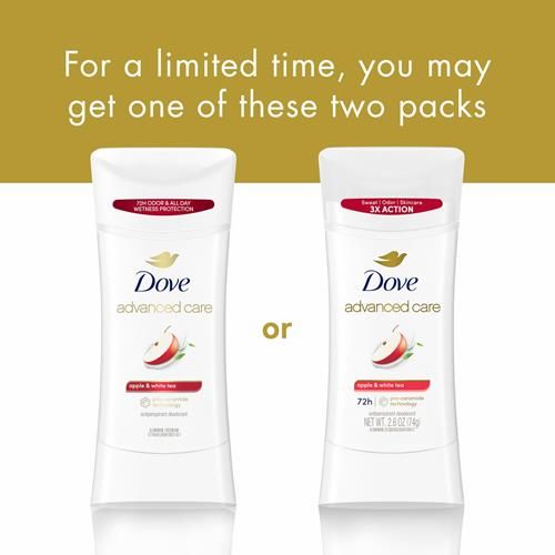 Dove Advanced Care Antiperspirant Deodorant Stick To Help Repair Skin Barrier After Shaving, Apple & White Tea With 72-Hour Sweat & Odor Protection, 2.6 Oz