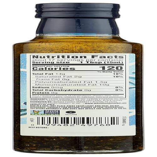 Whole Foods Market, Extra Virgin Olive Oil, Greek Infused With Lemon & Mediterranean Herbs, 8.45 Fl Oz