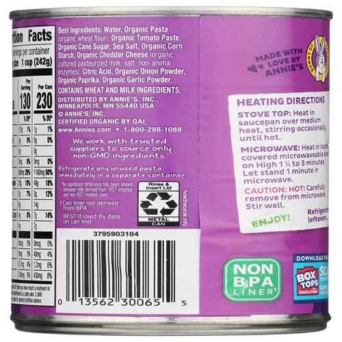 Annies Homegrown, Bernie Os Tomato And Cheese Organic, 15 Ounce