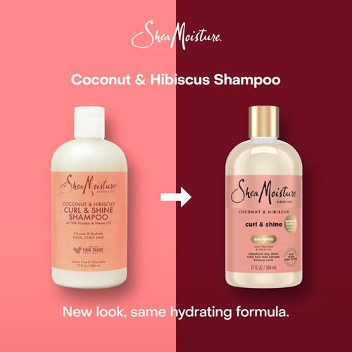 Sheamoisture Curl And Shine Coconut Shampoo Coconut And Hibiscus For Curly Hair Paraben Free Shampoo 13 Oz