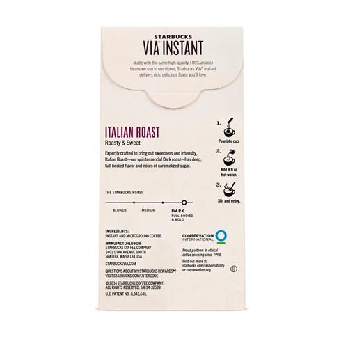 Starbucks Via Ready Brew Coffee, Italian Roast, 8 Count