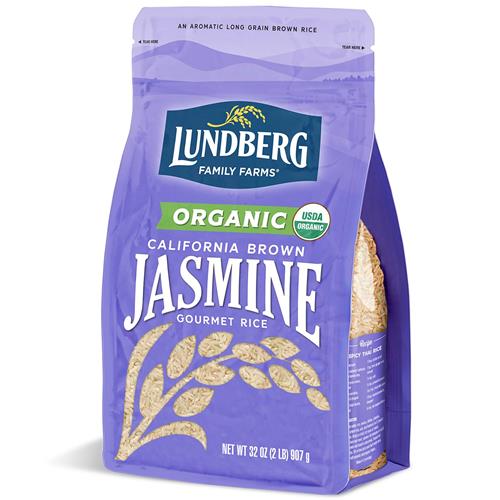 Lundberg Organic Jasmine Brown Rice – Long-Grain, Fluffy & Aromatic, Responsibly Grown In California, 32 Oz