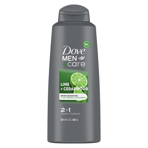 Dove Men + Care Men 2 In 1 Shampoo And Conditioner Lime + Cedarwood For Healthy-Looking Hair Naturally Derived Plant Based Cleansers 20.4 Oz